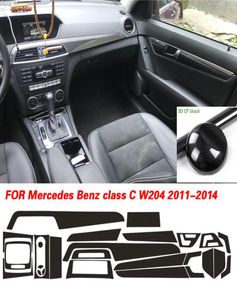 For mercedes C Class W204 2011-2014 Interior Central Control Panel Door Handle 3D 5D Carbon Fiber Stickers Decals Car styling Accessorie1315494