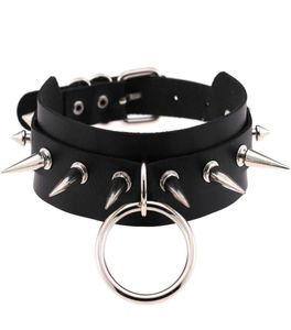 Büyük Oruund Punk Rock Gotik Chokers Kadın Erkek Deri Silver Spike Stud Yaka Suçlu Kolye Tablo Bijoux2090651