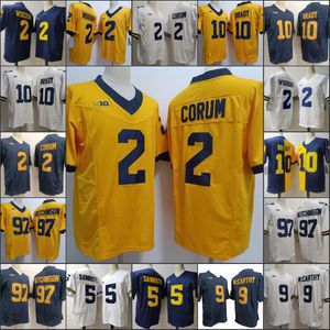 97 Aidan Hutchinson Michigan Wolverines Football Jersey NCAA College 2 Charles Woodson 10 Tom Brady 9 J.j. Mccarthy 5 sainristil champions patch