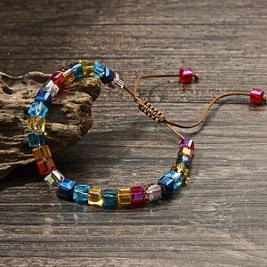 Braccialetti con ciondoli Rinhoo 1PC fatto a mano 4mm brillante colorato sette chakra perline di cristallo braccialetto a catena con corda regolabile per le donne gioielli femminili