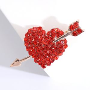 Luxury Red Rhinestone Brooches Crystal Love Heart Shape Brooch Women Clothes Lapel Pins Accessories Party Lovers Jewelry Gifts