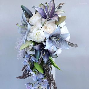 Decorative Flowers Vintage Wedding Bouquet Simulation FloweStylish Floral For Bride Tossing