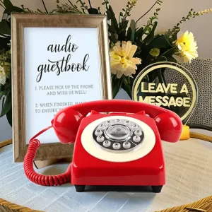 Bröllopsljud gästbok Telefonmeddelande Voice Wedding Telefon Record Audio Guestbook Vintage Antik Telefon Present Ljus