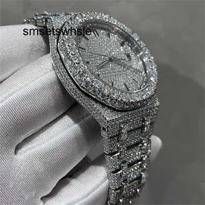 Relógio mecânico automático teste superior moissanite masculino nova versão automática de diamantes de prata vvs movimento de qualidade aço inoxidável gelo 7w3z