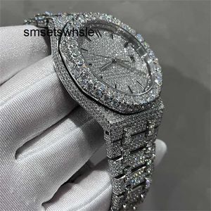 Automatische mechanische Uhr Top-Test Moissanit Herren Neue Automatik Silber Diamanten Version VVS Qualitätswerk Edelstahl Eis 7W3Z