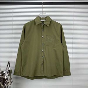 women shirt designer shirts men fashion green letter embroidery pattern long sleeve blouse casual loose Jane cardigan coat