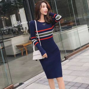 Women Casual Dress Long Sleeves Designer Budge Knits Tees Tops Spring Outwears For Lady Slim Dresses Basic Classic Shirts Fluffy Skirts S-L