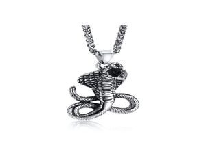 Gothic Stainless Steel Cobra Pendant Necklace Ancient Egypt Protection Evil Eye Symbol 3mm 24 Inch Silver1057734