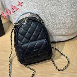 Designer de metal mochila de luxo grande bolsa feminina moda mini capacidade ombro caviar grão material corrente ferragem selo zíper fivela 24cm