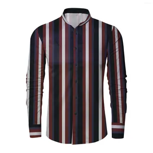 Men's T Shirts Mens Leisure Shirt Spring Autumn Fashion Stripes 3d Digital Printed Long Sleeve Top Blouse For Men Male Blusa Masculina