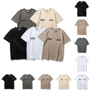 Mens Womans t Shirts and Polo Fog Double Thread Ess Ential Three Dimensional Silica Gel Letter Trend Loose High Street Brand Ess Couple Short Sleeve Shirt TopXMKL