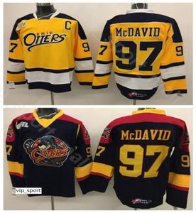 College Premier OHL z CoA 97 Connor McDavid Edmonton Erie Otters Jersey Men Hockey Vintage Home Black Away Yellow Quality4030175