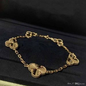 S925 Silver charm pendant Bracelet with diamond and no in 18k gold plated 5pcs flowers design have stamp box PS7056A266B