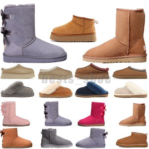 الموضة تسمان النعال الكستناء فراء الشرائح من جلد الغنم shearling tazz slippers البغال النساء فائقة منصة ميني