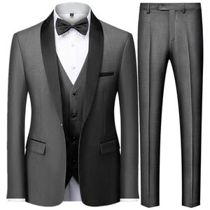 Mens British Style Slim Suit 3 Piece Set Jacket Vest Pants Mane Business Gentleman High End Custom Dress Blazers Coat S6XL 231229