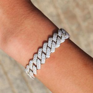 13mm Cuban Link Chain Iced Out Bracelet for Men Cubic Zircon Hip Hop Jewelry For Male271J