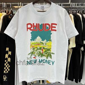 Men's T-shirts Rhude T-shirt Castle Coconut Tree Windowsill Scenic Casual Loose Breathable Short Sleeve t Shirt Men Women Couples Top Tee 230816 7DL2 CRG0 IF66