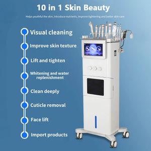 H2O2 väte Syre hud Deep Cleaning Visual Hydradermabrasion 10 in 1 Aqua Peeling Skin Whitening Acne Blackhead Ta bort Dermabrasion Device