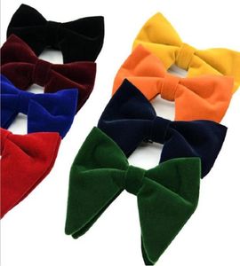 Carino Papillon Men039s Grande Farfalla Solido Peluche Velluto Grandi Donne Corno A Punta Nero Bowknot Abito Cravatte Festa di Nozze 2 pz5882954