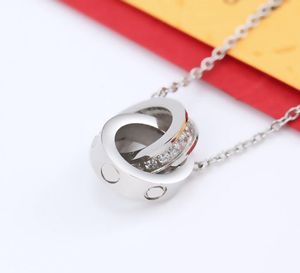 Luxus Marke Liebe Kreis Anhänger Halsketten für Frauen Edelstahl Kristall Designer Halskette Choker Schmuck Gift1359349