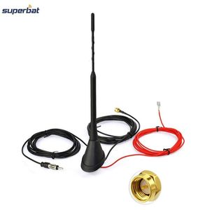 Superbat Autoantenne für DAB DAB AMFM-Radio, eingebauter Verstärker, SMA-Stecker, universelle Stabantenne für Dachmontage, 5 m Kabel, T2004602228