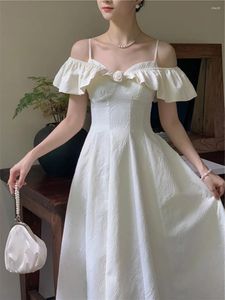 Casual Dresses Midi Dress Woman Summer 2023 Korean Elegant Lady Fashion Evening Prom Party Vintage Female French Slim Robe Vestidos