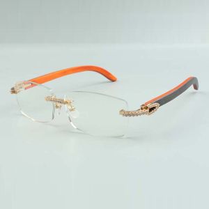 Neue High-End-Designer-Brille mit mittelgroßen Diamanten 3524012 für Männer und Frauen, natürliche Hybrid-Holzbrille, Rahmengröße 56–18–135 mm