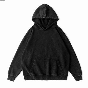 New Products Are on the Market to Make Old Washed Sweaters Men's Hoodies Sweatshirts Pure Cotton Worn-out Oversized Shoulder Drop All Wax Dyed Large Loop