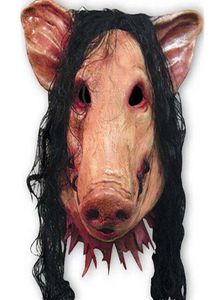 1pc Cadılar Bayramı Maskesi Korkunç Cosplay Costume Lateks Tatil Malzemeleri Yenilik Cadılar Bayramı Maskesi Saw Pig Head Korkunç Maskeleri Hair2119665