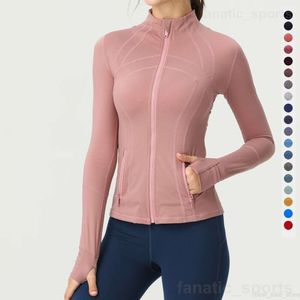 Define Lady Sport Coat Jackets Yoga Stretch Jogging Jacket Long Sleeve Workout Activewear Full Zip Thin Outdoor Sportswear Stand Collar Popular Lady