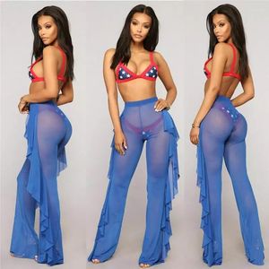 Women's Pants 2XL Women Beach Cover Up Swimwear Sheer Trouser