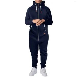 Erkeklerin Trailsits Erkekler Katı Zip Tulum Ovesed Hooded Hooded Belktleneck Terzini Onesie Bahar Büyük Boyut Tulum Jogger Hoodie Yetişkin