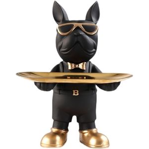 Bulldog Figurine di animali Decorazione della casa Accessori Ornamenti da tavola Vassoio portaoggetti Modello di cane Statua Scultura Soggiorno Decor 231228