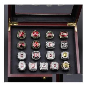 Bagues de cluster 17pcs Ohio State Buckeyes Champion National Championnat Bague Ensemble Solide Hommes Fan Brithday Cadeau En Gros Drop Livraison Je Dhmae