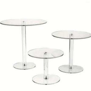 Decoração de festa 3pcs Clear Acrílico Bolo Display Stand Peça Central Decorações de Mesa de Sobremesa Decoração de Eventos de Casamento