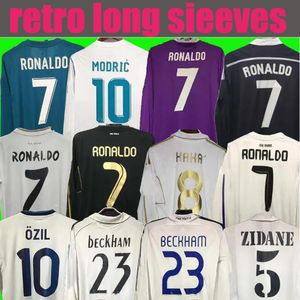 Retro Real Madrids piłka nożna koszulka piłkarska długi