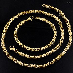 Collana orecchini set AMUMIU fascino braccialetti bizantini color oro per uomo donna regali per feste di moda in acciaio inossidabile HJS126