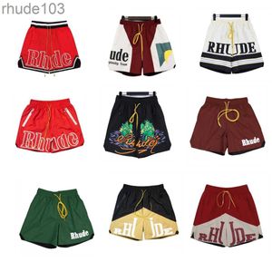 Designer Mens Curto Preto Shorts Rhude Men's Capsule Summer Beach Calças Malha Material Respirável Suor Solto Fitness Basquete Tamanho S-2XL USWB