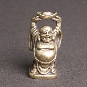 Teaware Sets Maitreya Buddha Ornaments Copper Figurine Decor Zen Small Statue Tabletop Creative Garden Sculpture Statues