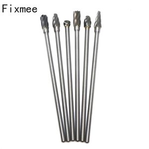 6 st 14 Shank Power Tools Borr Bit 6 x 10mm 150 mm Lång volframkarbid Aluminium Cut Rotary Burr Burs 6mm Axel Set Tool 231228