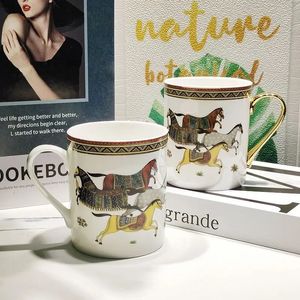 Porcelain Mug Cafe Tea Milk Cups Bone China Coffee Drinkware Water Mugs With Golden Spoon Birthday Gift Arrival 231228