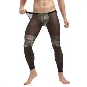 Herrens termiska underkläder sexiga ay mes transparenta lon jons märke omme camouflae leins bottoms polyesterspandex loune tits