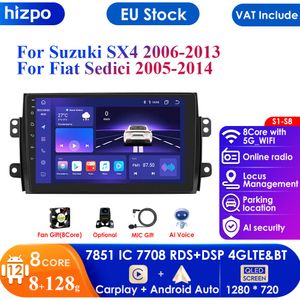 Carplay 4G-LTE Android Car Radio för Suzuki SX4 2006-2013 Fiat Sedici 2005-2014 Multimedia Video Player GPS 2DIN Stereo Audio BT