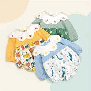 Rompers Born Baby Girls Boy Long Sleeve Onesie Bodysuit Spring And Autumn Embroidery One Pieces Jumpsuit Children Cotton Kids Clothes