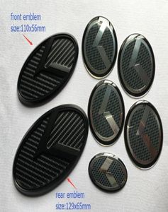 7PCSSET New 3D Black Carbon Kロゴバッジエンブレムステッカー用Kia Optima K5 20112018 Car Emblems8430967