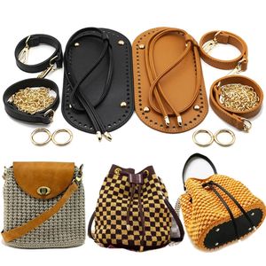 1 Set Fashion DIY Handmade Backpack Bag Accessories With Bags Strap Bottom Drawstring Bunches Leather Handles for Women Handbag 231228
