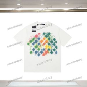 Xinxinbuy 2024 MĘŻCZYZNY DYSKTRATORT TEE TEE TAPH Pastel Letter Printing 1854 Crew Neck Bawełniany rękaw Kobiety Czarne białe s-3xl