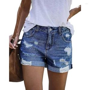 Frauen Shorts Mode Frauen Sommer Hohe Taille Denim Jeans Sexy Ripped Loch Kurze 2023 Push-Up Casual Schlank