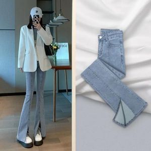 Jeans Bell-Bottom-Jeans Trend Korean Wide Leg Flare Leggings Vintage Denim Jeans Hosen für Frauen Mode Lange Split Elastizität Skinny