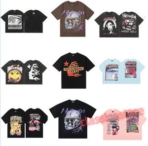 hellstar t 셔츠 래프 남성 여성 Tshirt 래퍼 세탁 된 회색 무거운 공예 유니니스 유니스 짧은 슬리브 탑 하이 스트리트 패션 레트로 지옥 여성 티셔츠 디자이너 티 사이즈 S-XL